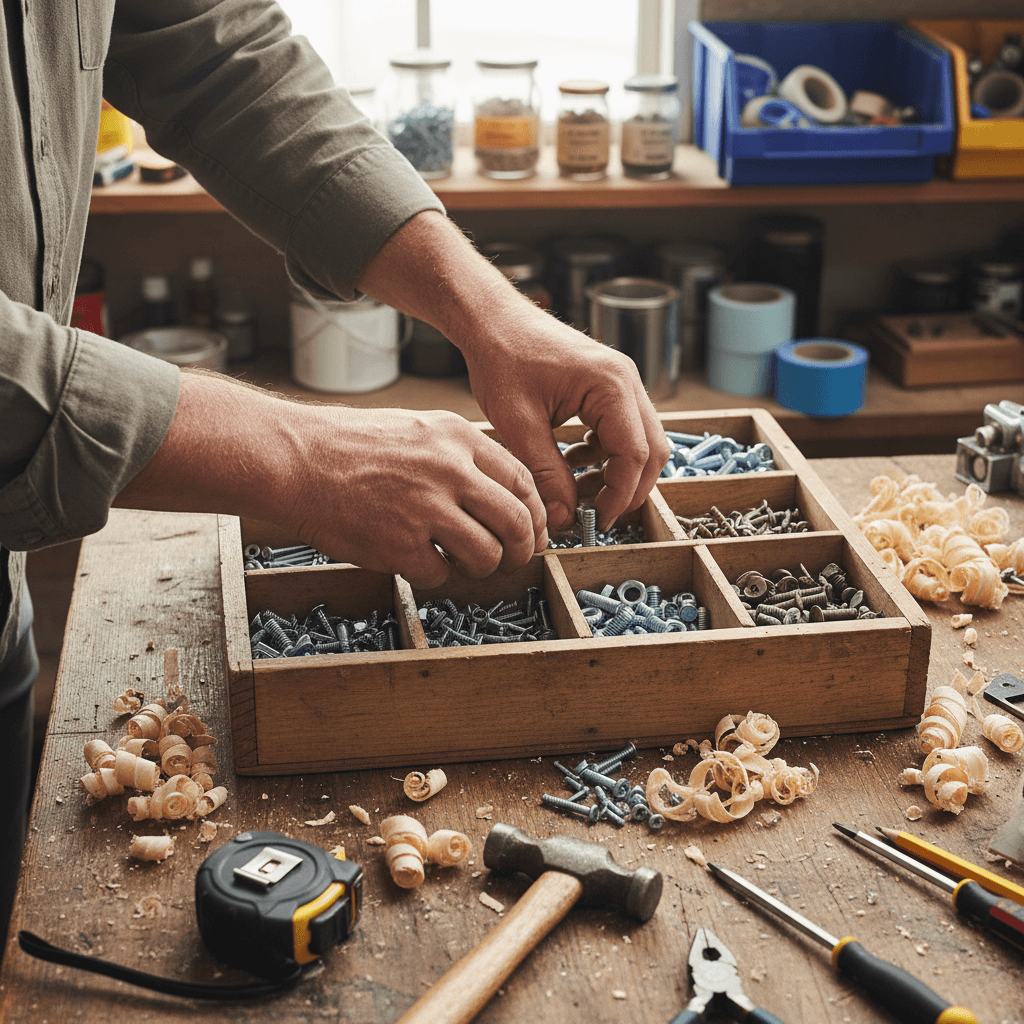 Well-organized handyman workbench with tools in a Montrose home
