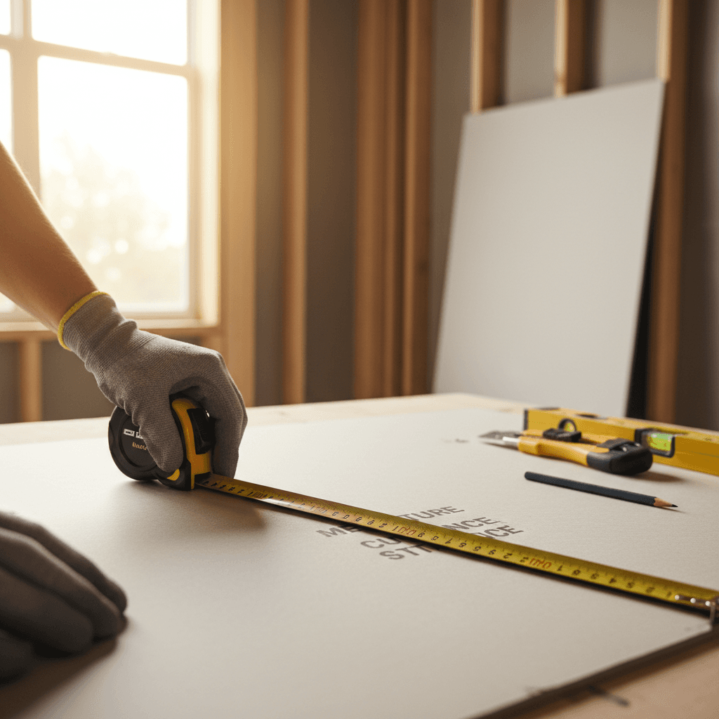 Handyman measuring a door frame with a tape measure